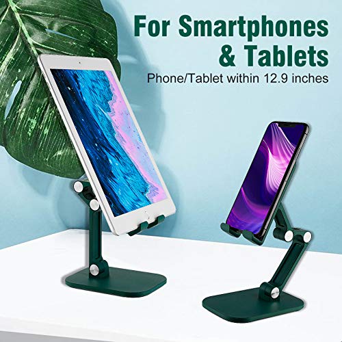 Cell Phone Stand Angle Height Adjustable Cell Phone Holder Desktop Phone Stander Cradle Dock Universal Compatible with All Mobile 4"-12.9" Phone /iPad/Kindle/Tablet Switch (Green)