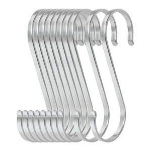 whyhkj 10pcs x-large size flat 304 stainless steel hanging hooks heavy-duty s hooks home storage organizers accessories