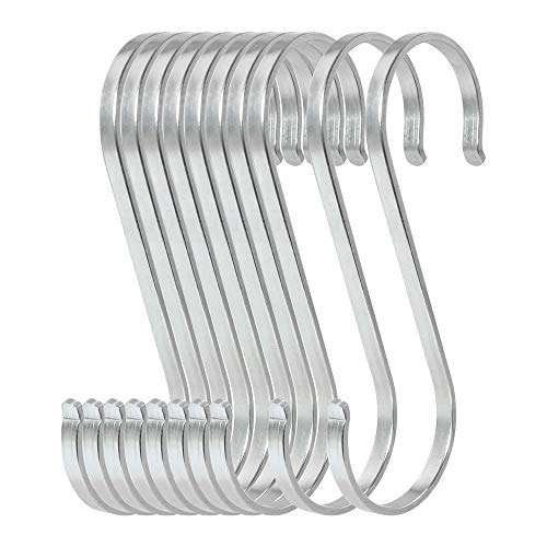 WHYHKJ 10pcs X-Large Size Flat 304 Stainless Steel Hanging Hooks Heavy-Duty S Hooks Home Storage Organizers Accessories