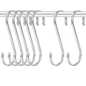 WHYHKJ 10pcs X-Large Size Flat 304 Stainless Steel Hanging Hooks Heavy-Duty S Hooks Home Storage Organizers Accessories