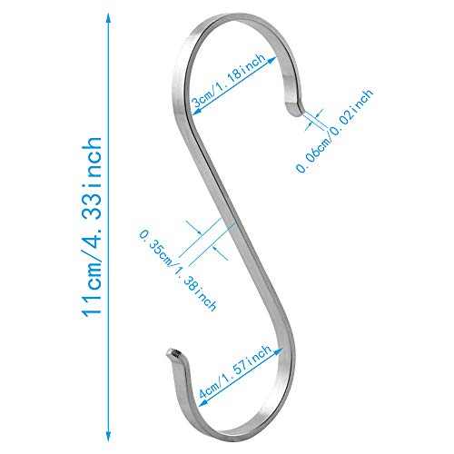 WHYHKJ 10pcs X-Large Size Flat 304 Stainless Steel Hanging Hooks Heavy-Duty S Hooks Home Storage Organizers Accessories