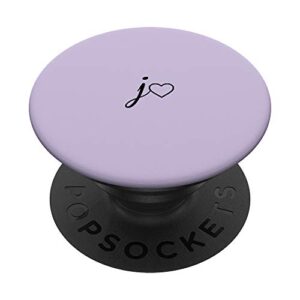 black initial letter j heart minimalist light pastel purple popsockets swappable popgrip