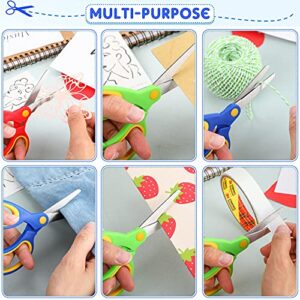 6 Pieces Left-Hand Scissors, Color Rubber and Plastic Scissors, Handmade Scissors, Stainless Steel Scissors, 5.12 x 2.36 inches, Blue, Green, Red