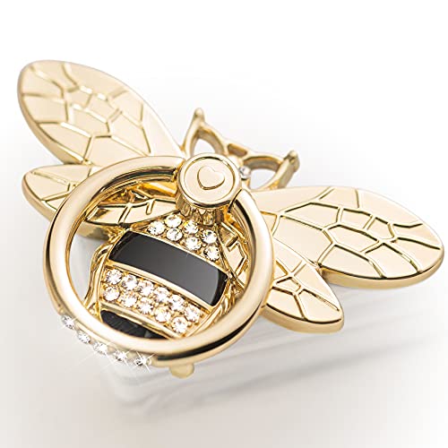 Phone Ring Holder with Crystal, Allengel Bee Phone Ring Grip Finger Kickstand, Gold Black