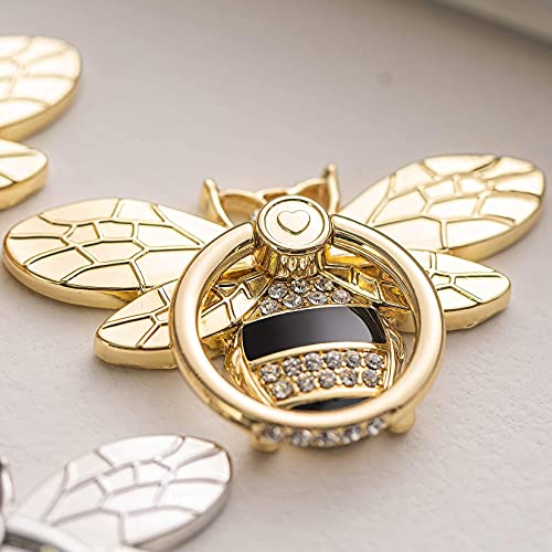 Phone Ring Holder with Crystal, Allengel Bee Phone Ring Grip Finger Kickstand, Gold Black