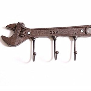 realideas Wrench Spanner Shape Vintage Key Rack Holder Hooks Cast Iron Decorative Wall Mounted Man Cave Garage Tool Holder Coat Hat Hooks Rack Hanger