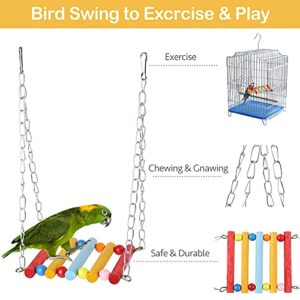 PrimePets Bird Parakeet Toys, Bird Cage Swing Toys, 13 Pack, Colorful Hanging Bell Hammock Climbing Ladder Toys for Cockatiel, Conure, Finches, Mynah, Love Birds