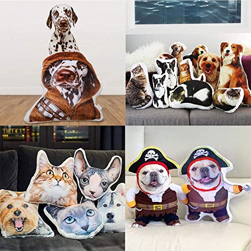 VEELU Custom Pet Pillows with Photo, Personalized Pet Photo Pillows, 3D Printing Dog Cat Shaped Pillow for Pet Lover Gifts Bedding Decoration Birthday Thanksgiving Christmas Height 12 Inch