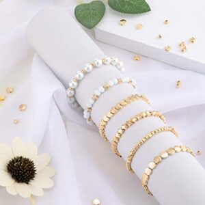 1200 Pieces Spacer Beads Set Star Beads Round Ball Beads Rondelle Faceted Spacer Beads Heart Beads Flower Beads Flat Disc Beads Loose Beads for Bracelet Earring Necklace Jewelry Making (Gold)