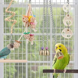 Toys for Bird Parakeet Toy Bird Perch Bird Cage Hammock Coconut Hideaway with Ladder Hanging Bell Swing Chewing Hanging Toy for Parakeet,Conure,Cockatiel,Love Birds,Parrots