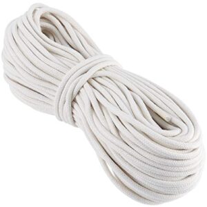 hakzeon 164ft 1/4 inch cotton rope, natural macrame cord white clothesline heavy duty all purpose rope for wall hanging, plant hanger, diy cotton rope basket, crafts, knitting and wall tapestries