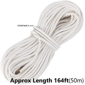 HAKZEON 164FT 1/4 Inch Cotton Rope, Natural Macrame Cord White Clothesline Heavy Duty All Purpose Rope for Wall Hanging, Plant Hanger, DIY Cotton Rope Basket, Crafts, Knitting and Wall Tapestries