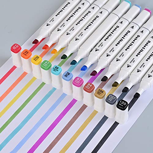 Dabo&Shobo 120 Colors Alcohol Markers，drawing markers，Dual Tip Art Markers ，Fine & Chisel Coloring Marker，Chisel Coloring Markers for Kids Sketching Adult Coloring