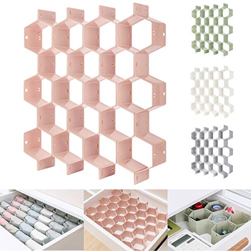 Kocuos Honeycomb Separator Adjustable Drawer Organizer Divider for Underwear Belt-Scarf Socks Organizer (Pink)