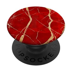cool red-gold natural-marble popsockets popgrip: swappable grip for phones & tablets