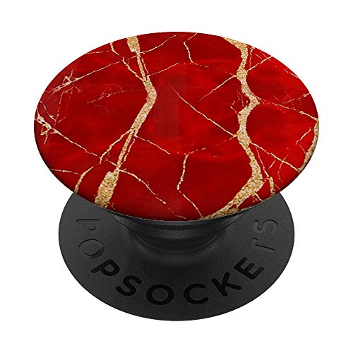 Cool Red-Gold Natural-Marble PopSockets PopGrip: Swappable Grip for Phones & Tablets