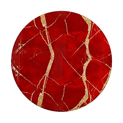 Cool Red-Gold Natural-Marble PopSockets PopGrip: Swappable Grip for Phones & Tablets