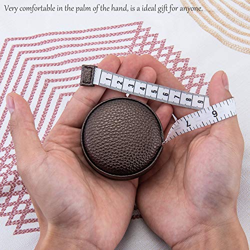 3m/120" Tape Measure Body Measuring Tape for Body Cloth Tape Measure for Sewing Fabric Tailors Medical Measurements Tape Dual Sided Leather Tape Measure Retractable (Dark Brown)