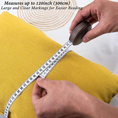 3m/120" Tape Measure Body Measuring Tape for Body Cloth Tape Measure for Sewing Fabric Tailors Medical Measurements Tape Dual Sided Leather Tape Measure Retractable (Dark Brown)