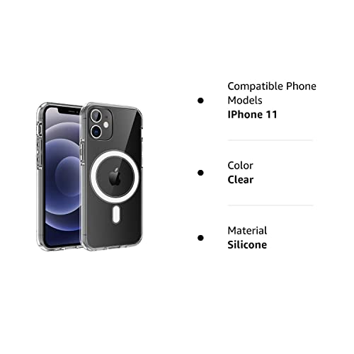 HVDI Clear Magnetic Case for iPhone 11 with Mag-Safe Wireless Charging, Soft Silicone TPU Bumper Cover, Thin Slim Fit Hard Back Shockproof Anti-Yellow Protective Case for iPhone 11 6.1Inch