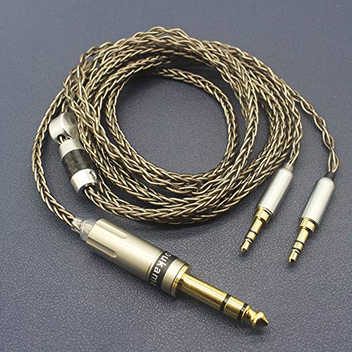 Youkamoo 6.35mm Cable Compatible for Hifiman HE4XX, HE-400i Headphones 8 Core Braided Silver Plated Replacement Audio Upgrade Cable (6.35mm to Dual 3.5mm Male Version)