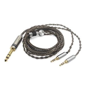 Youkamoo 6.35mm Cable Compatible for Hifiman HE4XX, HE-400i Headphones 8 Core Braided Silver Plated Replacement Audio Upgrade Cable (6.35mm to Dual 3.5mm Male Version)