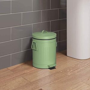 Retro Green Trash Can with Lid, Turquoise Bathroom Bedroom Waste Basket Soft Close, Roman retro Small Garbage Can, Retro Vintage Home Office Trash Can, Glossy Retro Green，5/8/12L Touchless Trash Can