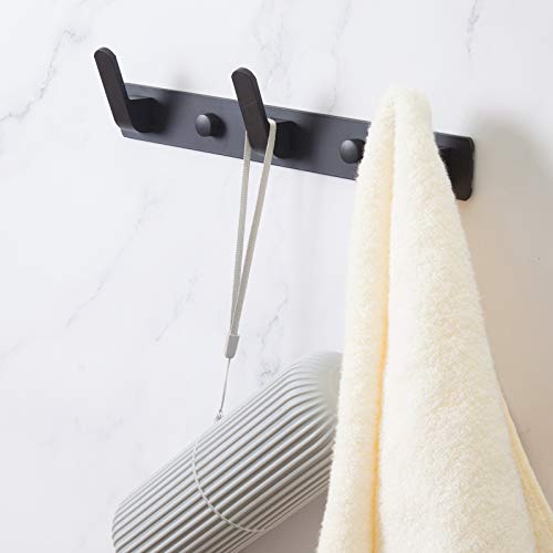 3 Hooks Matte Black Wall Bathroom Towel Hooks Mount Stainless Steel Heavy Duty Shower Wall Coat Rack Hooks Rail Decorative Bath Hooks for Hangin,Hats Hook kitchen Towel Wall Hook Rack for Hanging