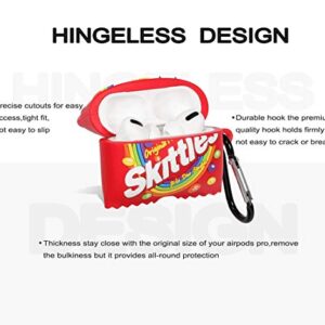 BNBKIKO Compatible Air pod Pro Case,Silicone 3D Cute Fun Candy Biscuit Skittles Air pod Pro Case, Kawaii Fashion Cool Design Skin, Suitable for Teen Girl Boy (3/Pro Skittles red)