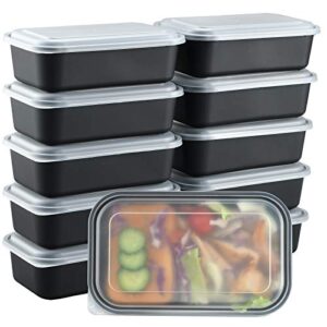 plastic meal prep containers, 32 oz, 10 pack, food storage disposable containers with lids airtight, togo food containers for frozen meal, reusable lunch bento box, microwave and freezer safe