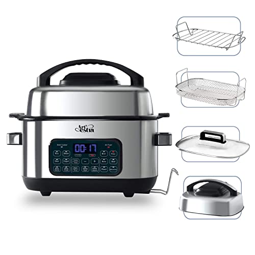 Artestia 12-in-1 Multi Cooker with Air Fry, Sous Vide, Rice, Sauté, Slow Cook, Steam, Roast, & Grill - Removable 6.5 QT Cooking Bowl, 12 Pre-Set Programs, Stainless Steel