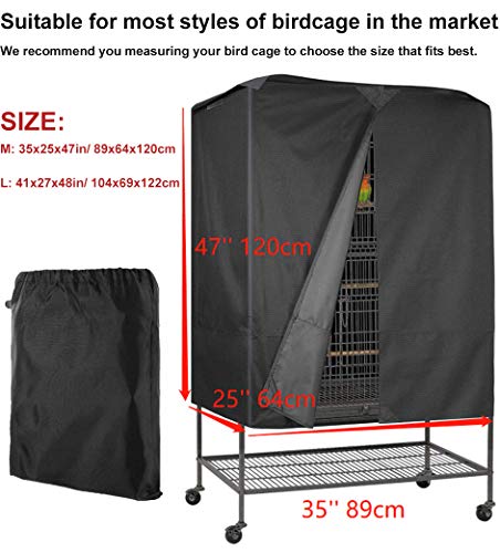 UCARE Bird Parrot Cage Cover Waterproof Extra Large Good Night Parrot Birdcage Covers for Parakeets Budgies Macaw Square Cages (L: 41x27x48in/ 104x69x122cm)