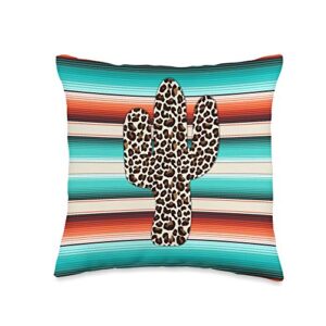 funny serape cactus designs funny leopard serape cactus print turquoise throw pillow, 16x16, multicolor