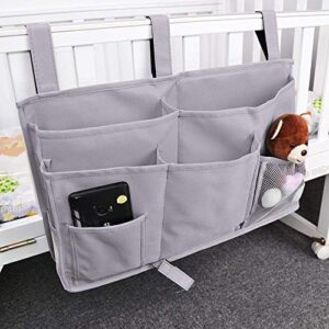 Bunk Bed Organizer, Bedside Storage Caddy Bed Storage Pocket Bedside Organizer Hanging Bunk Organizer for Camp Dorm Room Hospital Bed Rail and More (Grey)