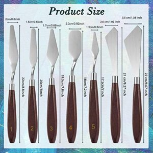 7 Pieces Painting Knife Set Spatula Palette Knife Stainless Steel Painting Mixing Scraper Oil Painting Accessories with Wood Handle for Art and Paint Color Mixing Acrylic Mixing Supplies