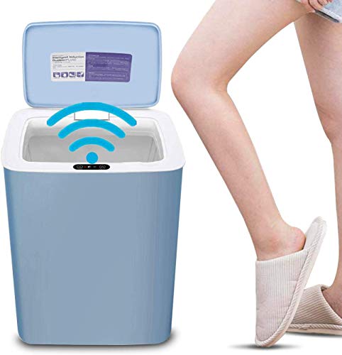 Inductive Trash Can,Touchless Sensor Trash Can 14 Liter/3.7 Gallon Large Capacity Trash Can with Lid, Automatic Sensor Waste Basket for Kitchen Home Office Bedroom