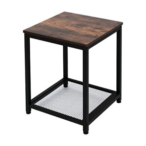 azl1 life concept industrial end 2-tier side table with storage shelf sturdy easy assembly wood look accent furniture with metal frame