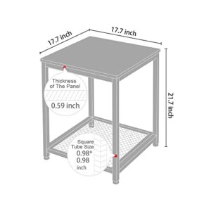 AZL1 Life Concept Industrial End 2-Tier Side Table with Storage Shelf Sturdy Easy Assembly Wood Look Accent Furniture with Metal Frame