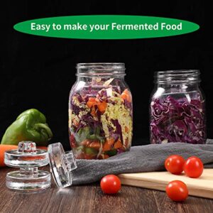 Sekmet Fermentation Glass Weights 6-Pack with Easy Grip Handle for Wide Mouth Mason Jar Fermenting Sauerkraut, Pickles,Kimchi Vegetables,Canning supplies and More Home Fermented Foods Dishwasher safe