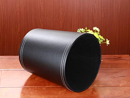 PU Leather Trash Cans Waste Paper Basket,2.6 Gallon Classic Garbage Bin Without lid for Living Room,Kitchen,Office,Hotel (Black)