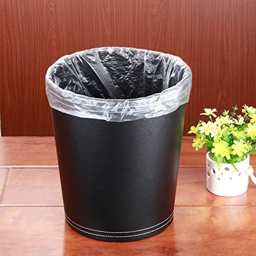 PU Leather Trash Cans Waste Paper Basket,2.6 Gallon Classic Garbage Bin Without lid for Living Room,Kitchen,Office,Hotel (Black)