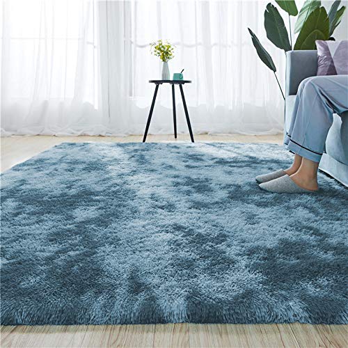 Rainlin Soft Fluffy Bedroom Rugs Indoor Shaggy Plush 3x5 Area Rug College Dorm Living Room Home Decor Floor Carpet Shag Non-Slip Nursery Rugs, Blue