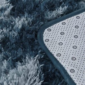 Rainlin Soft Fluffy Bedroom Rugs Indoor Shaggy Plush 3x5 Area Rug College Dorm Living Room Home Decor Floor Carpet Shag Non-Slip Nursery Rugs, Blue