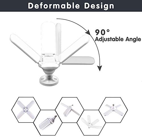 HCDIM LED Garage Light, 60W 6000LM Trilight E26 Garage Lights 6500K Tribright LED Triple Glow LED Garage Ceiling Lights Deformable Shop Lights for Garage, Workshop, Basement, Warehouse