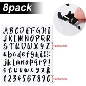 576 Pieces 8 Sheets Graduation Cap Self Adhesive Vinyl Letter Alphabet Number Stickers Mailbox Numbers Sticker, Decals for Classroom Decor, Sign, Door, Business (Black, 1 Inch)