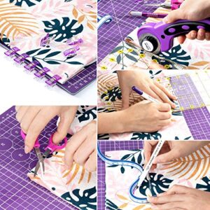 Nicecho Rotary Cutter Set,Sewing Quilting Supplies,45mm Fabric Cutters,A3 Cutting Mat for Sewing,Acrylic Rulers,Scissors,Exacto Knife,Clips,Beginners Sewing Accessories,Fabric Cutter Kit