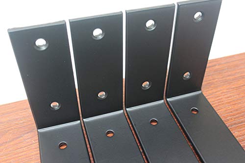 4 Pack - 5.5"L x 4"H x 1.5"W 5mm Thick Black Hook Brackets, Hook Iron Shelf Brackets, J Bracket, Metal Shelf Bracket, Industrial Shelf Bracket, Modern Shelf Bracket Shelf Supports with Screws