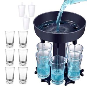 XBrand 6 Shot Glass Dispenser and Holder(Including 6 Glasses),Bar Shot Dispenser,Cocktail Dispenser,Multiple 6 Shot Dispenser For Filling Liquids,Carrier Liquor Dispenser Drinking Tool (Gray)