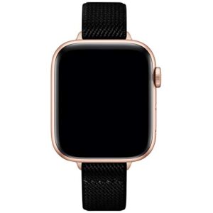 SICCIDEN Slim Stretchy Bands Compatible with Apple Watch Band 41mm 40mm 38mm, Women Elastics Nylon Thin Band Strap for iWatch SE2 SE Series 8 7 6 5 4 3 2 1 (Black/Rose Gold, 41mm 40mm 38mm)