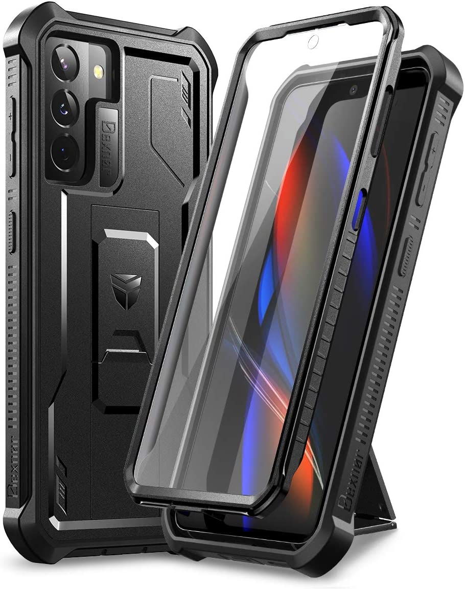 Dexnor for Samsung Galaxy S21+ Plus Case, [Built in Screen Protector and Kickstand] Heavy Duty Military Grade Protection Shockproof Protective Cover for Samsung Galaxy S21 Plus 5G, 6.7 inch Black